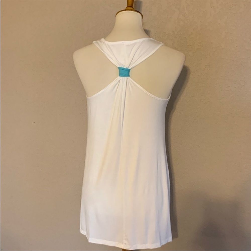 White Navy Anchor Graphic Racerback Tank USA Boutique Coastal Nautical Beach S - Picture 3 of 9